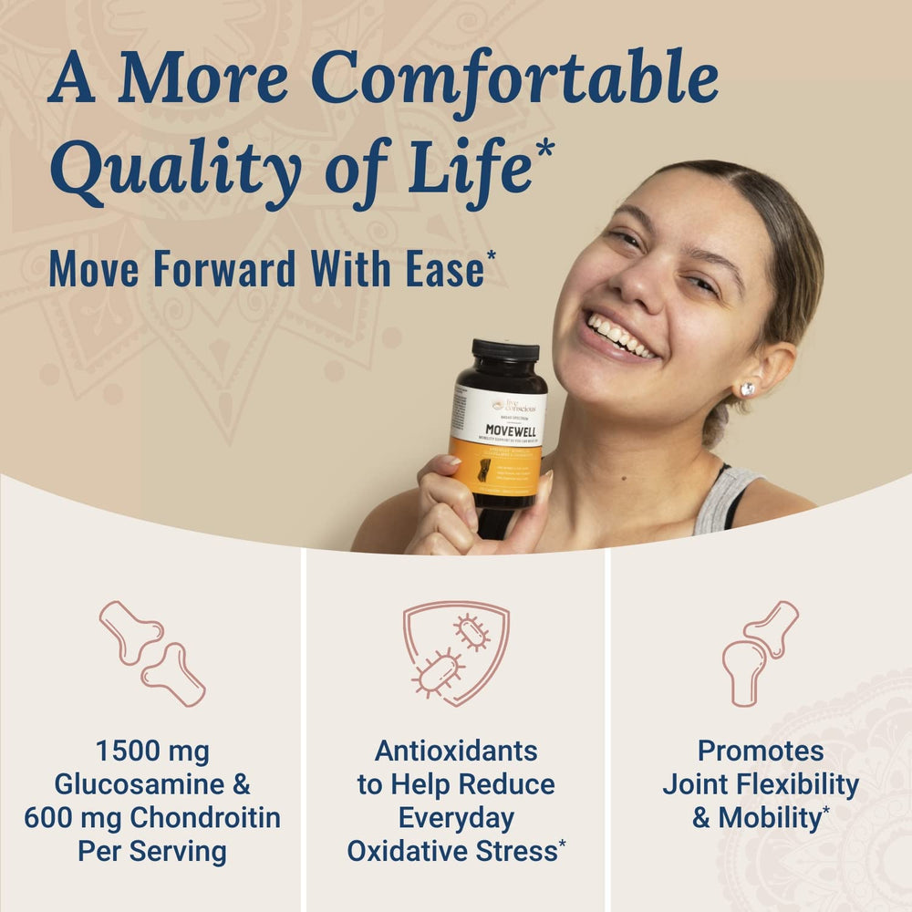 MoveWell ingredients: glucosamine, chondroitin, MSM and hyaluronic acid