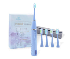 Movigor foldable electric toothbrush in blue, front view