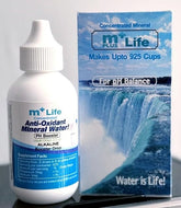 Front view of Mplus Life alkaline mineral drops 2oz bottle