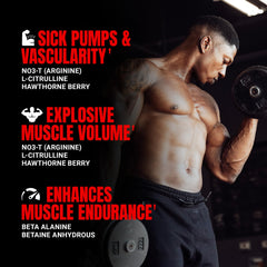 Key ingredients: Beta-Alanine, Citrulline, Arginine Nitrate (NO3-T)