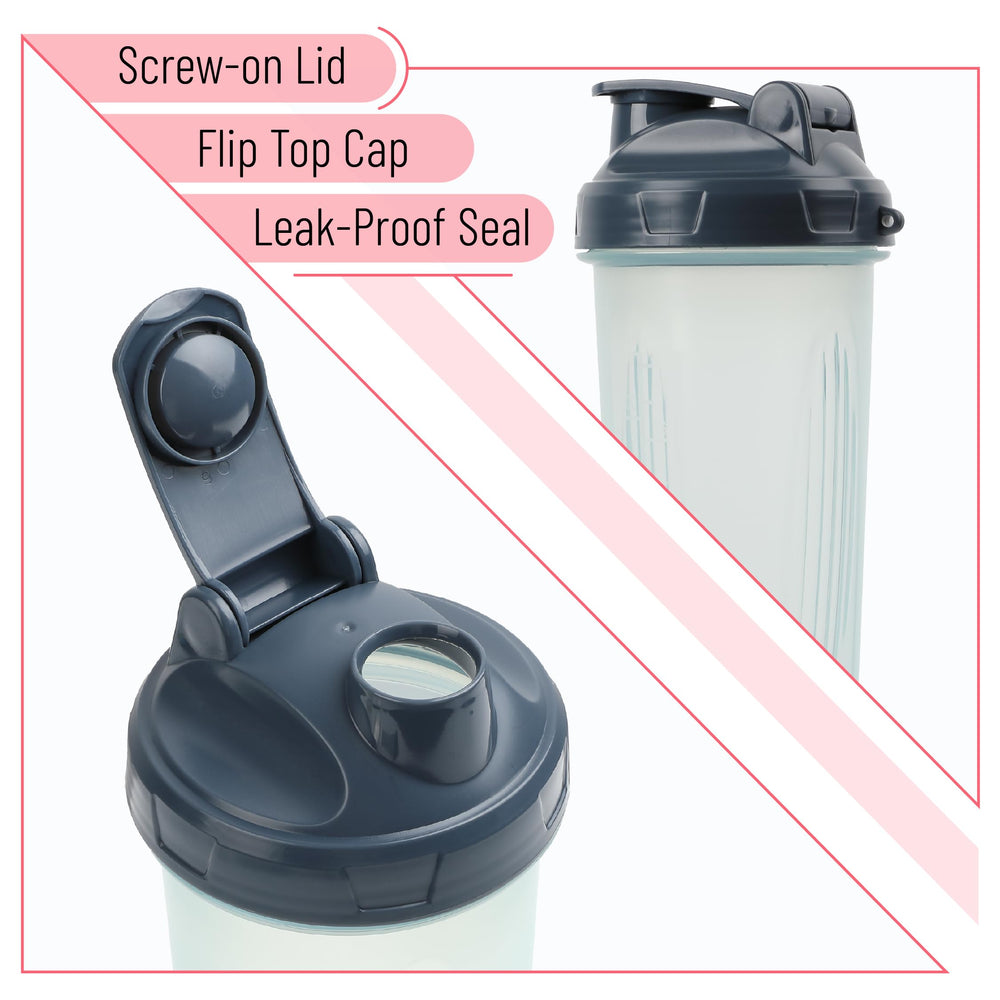 Leak-proof screw-on lid and flip cap on Mr. Pen Shaker Bottle