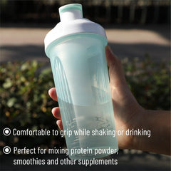 Portable shaker bottle with 28 oz capacity for gym