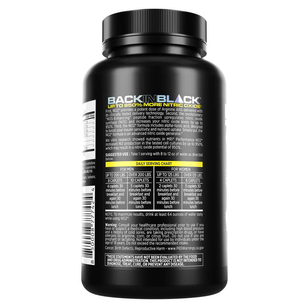 MRI Performance NO2 Original label clearly presents L-Arginine, AAKG, and NO2 formula.
