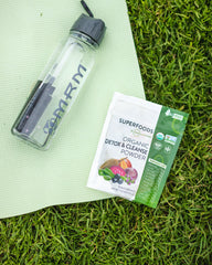 MRM Detox gluten-free vegan non-GMO certification badge close-up