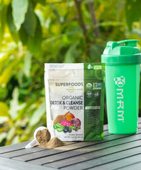 MRM Measuring scoop with Peach Mango powder ready for serving