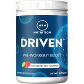 MRM Driven Pre-Workout Strawberry Kiwi tub front showing energy-boosting formula for workouts