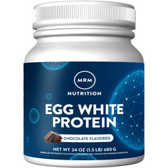 MRM Nutrition Egg White Protein Chocolate - scoop and label close-up