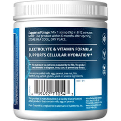 Hydration+ electrolytes ingredients panel for Blueberry Açai flavor