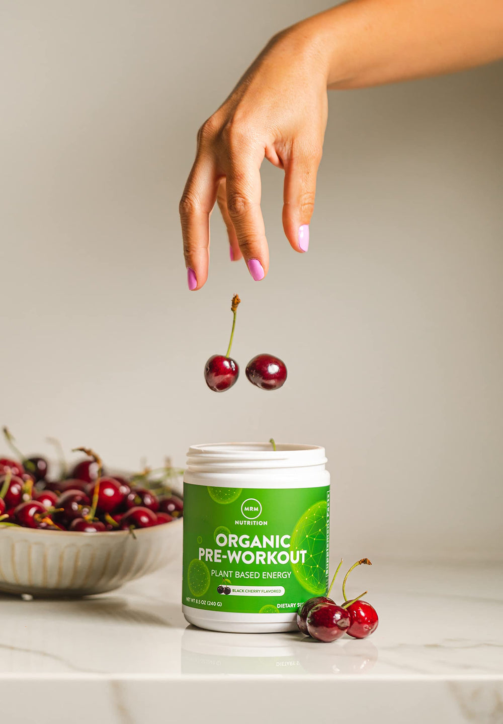 MRM label close-up shows organic and non-GMO claims for transparency.