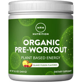 MRM Organic Preworkout Island Fusion front tub shows clean energy for workouts