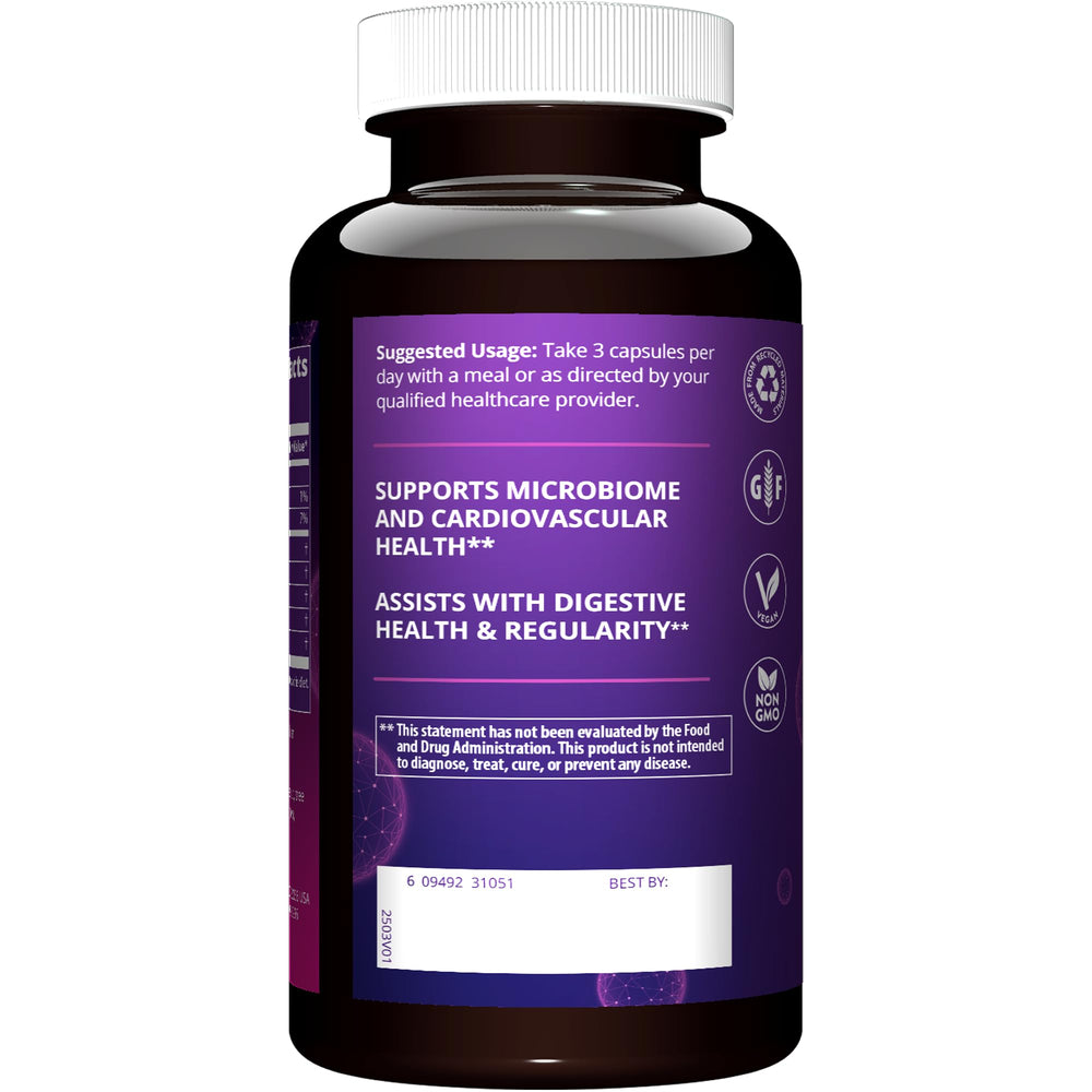 Nutrition facts panel for MRM Whole Food Organic Fiber supplement