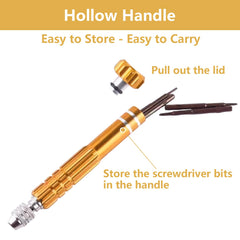 S2 steel magnetic screwdriver bits: +1.5, +2.0, -2.0, Torx T6, T5, Star 0.8