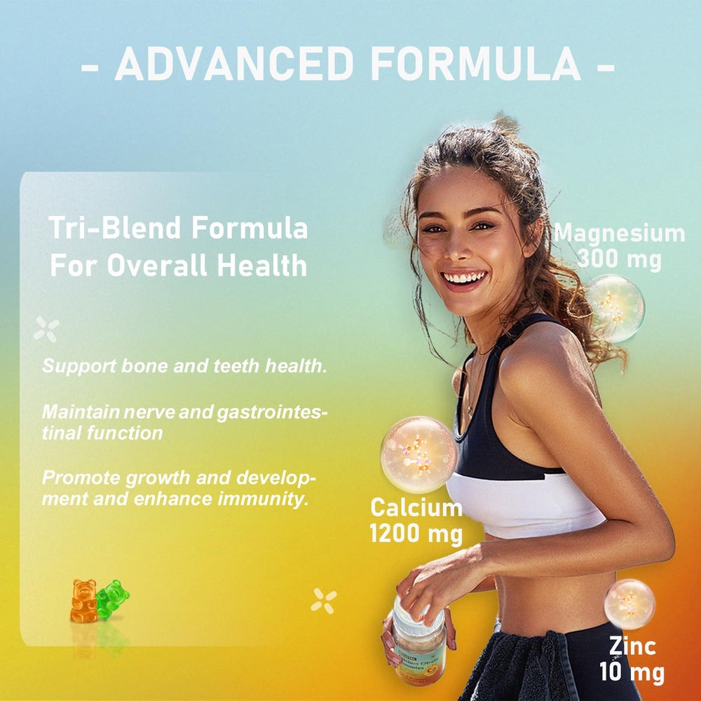 Ingredient label showing 1200 mg calcium citrate plus vitamins