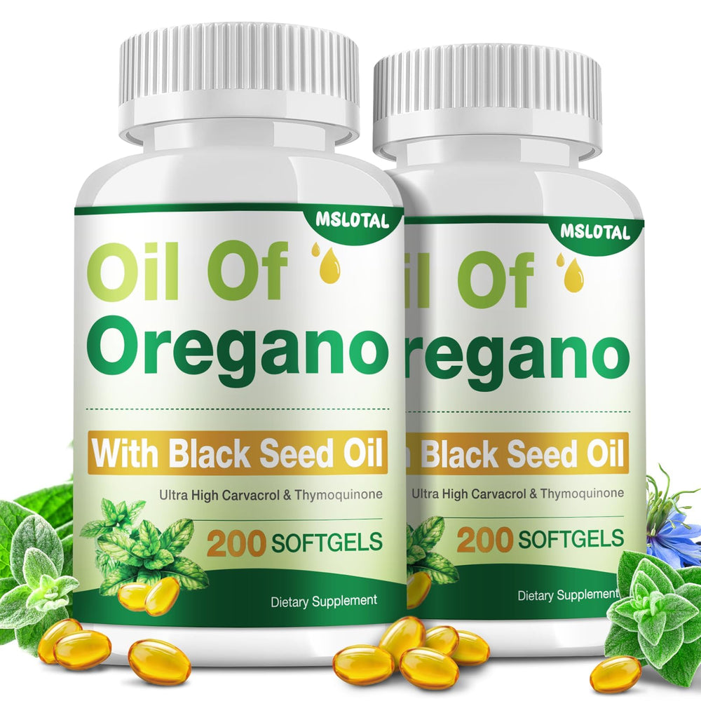 MSLOTAL oregano oil and black seed oil softgels bottle – 400-count
