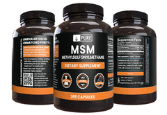 MSM 365 capsules label showing no fillers