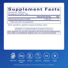 MSM capsules label close-up