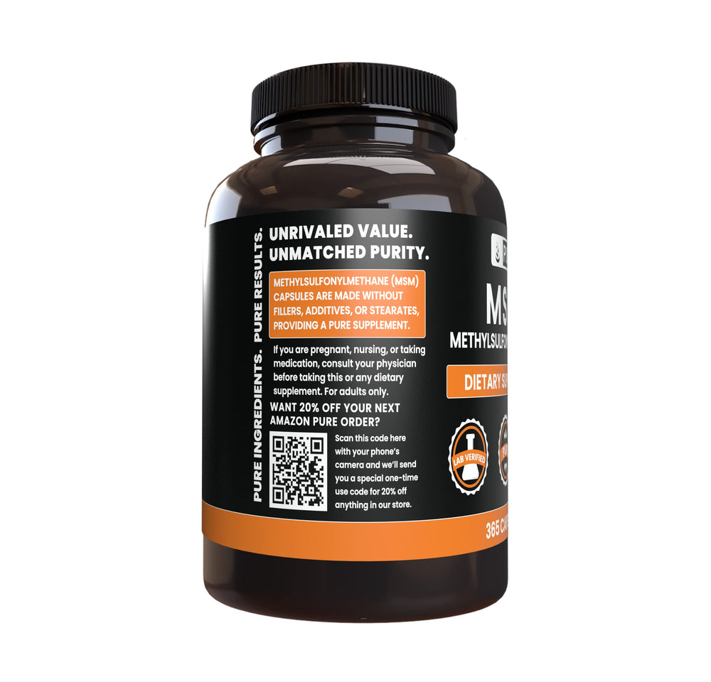 Single-ingredient MSM capsules highlighting purity