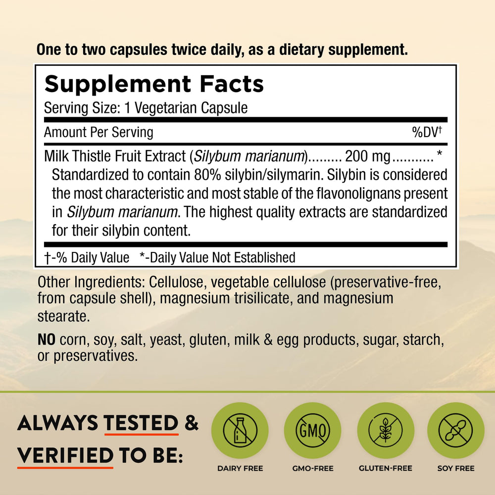 Milk Thistle 60 Capsules label