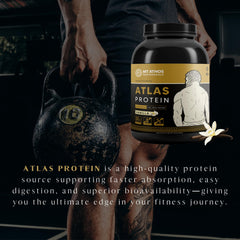 Mt Athos Performance Atlas vanilla bottle in morning routine for steady protein