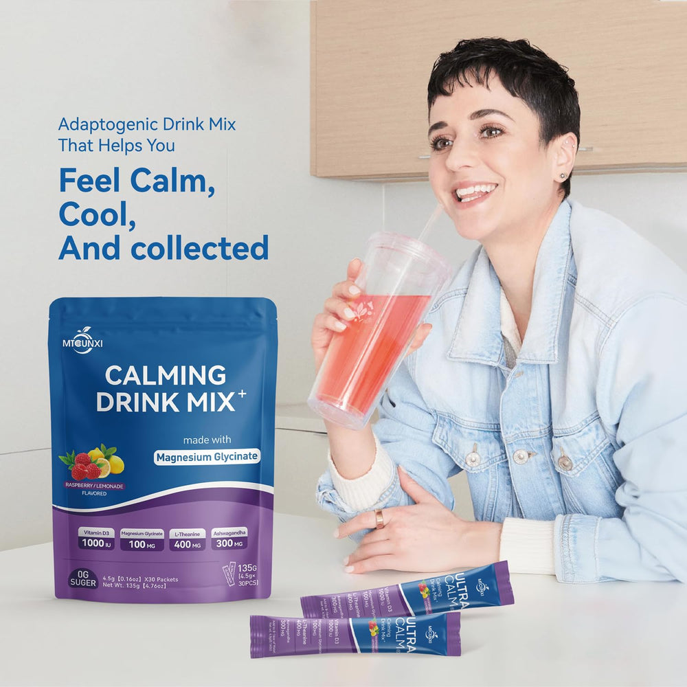 Packaging with serving directions for UltraCalm drink mix