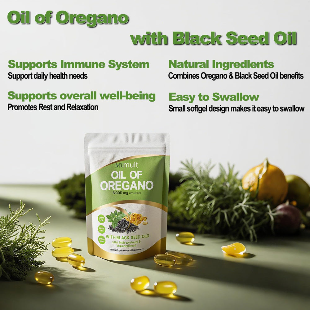 Oregano oil capsules with black seed oil and moringa