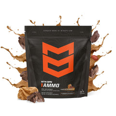 MTN OPS Ammo shake poured into glass demonstrates convenient post-workout protein.