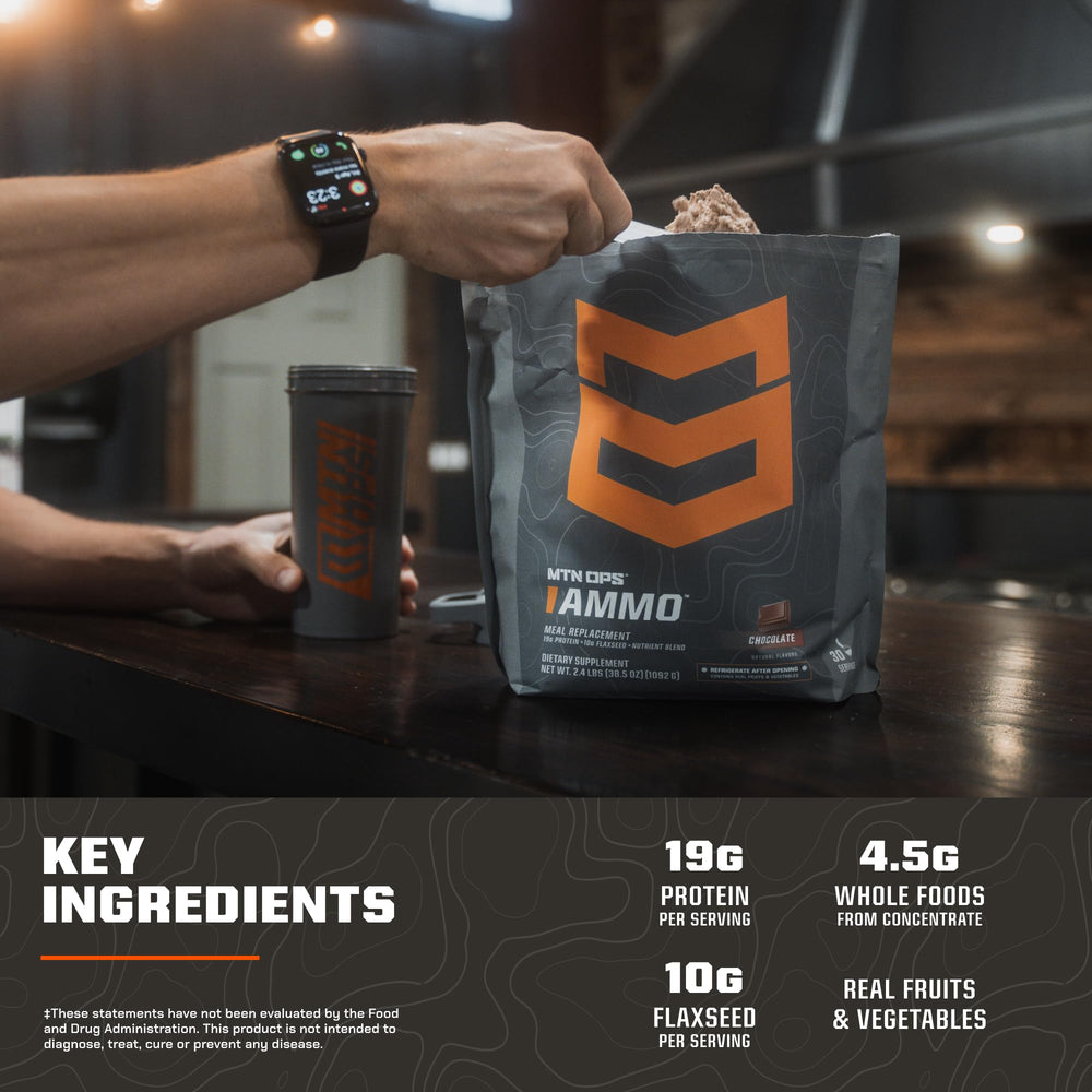 MTN OPS Ammo Vanilla ingredients with flaxseed for healthy fats and weight-supporting nutrition