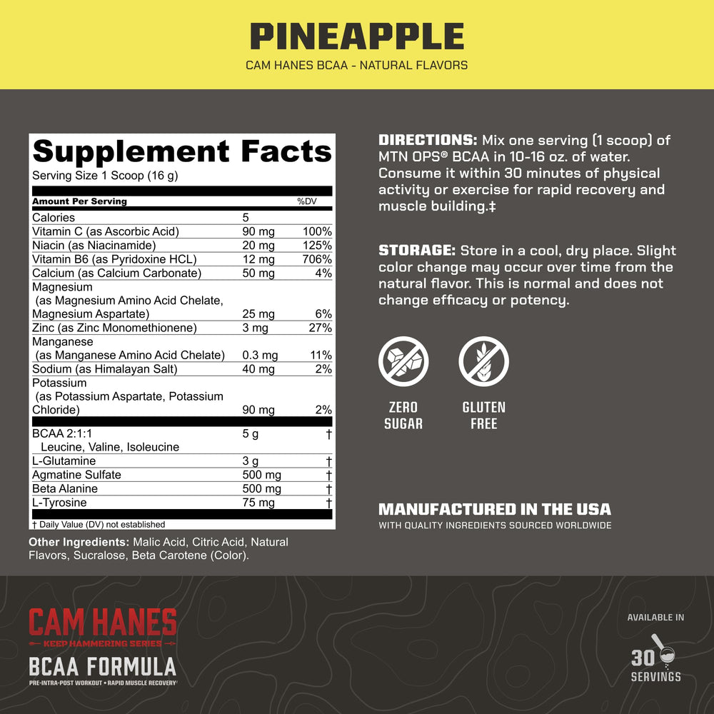MTN OPS BCAA Powder mixed with water in pineapple flavor during workout