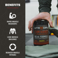 MTN OPS BCAA Powder scoop showing precise dosing for portions