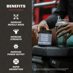 Unflavored creatine monohydrate powder in a jar