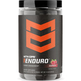 MTN OPS Enduro Raspberry tub label demonstrates stimulant-free energy support for workouts.