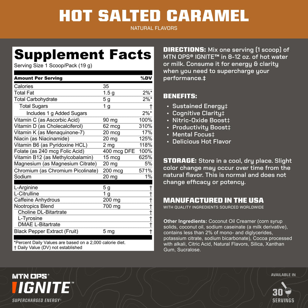 MTN OPS Hot Ignite L-Citrulline and Arginine powder for nitric-oxide support.