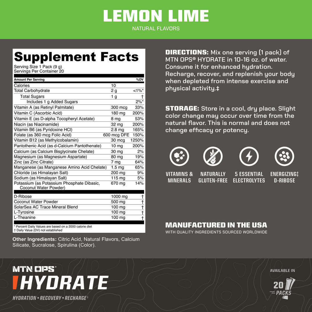 MTN OPS Hydrate packets-on-the-go provide convenient single-serve electrolyte rehydration