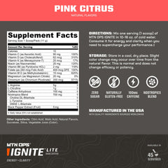 Gluten-free and zero sugar claims on Ignite Lite packaging