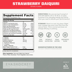 MTN OPS Ignite Lite label close-up highlighting Strawberry Daiquiri flavor and zero sugar