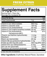 Label close-up showing MTN OPS Multi-V 30 servings