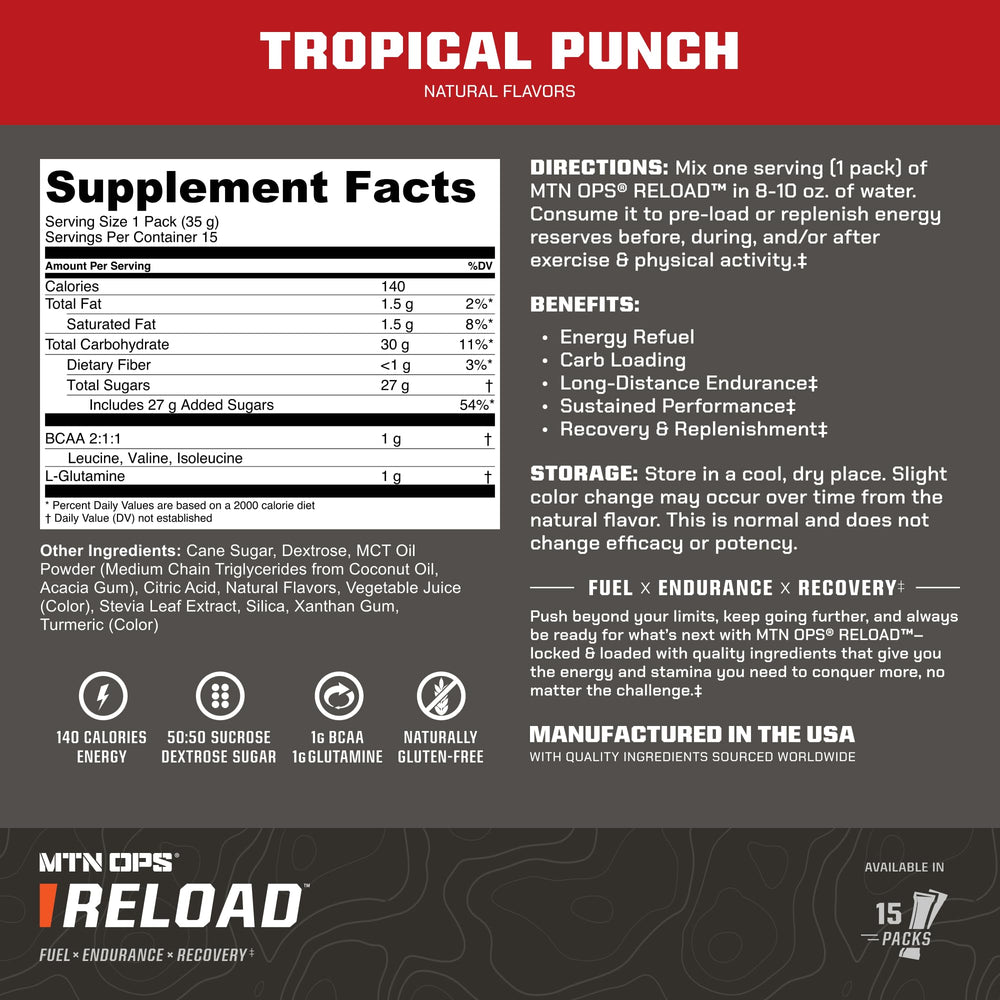 MTN OPS Reload Tropical Punch close-up shows MCT oil blend