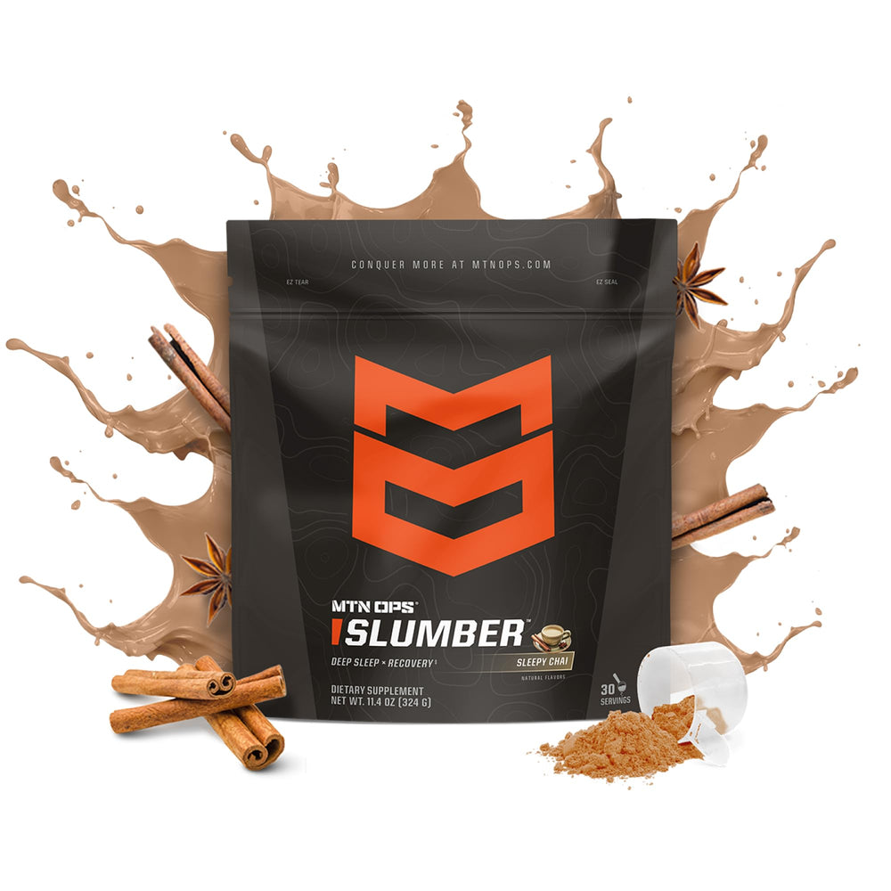 Preparing MTN OPS Slumber Sleep Aid drink in a mug