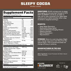 Slumber cocoa powder for warm drink