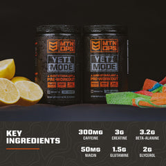 MTN OPS Yeti Mode gluten-free label close-up emphasizes ingredient integrity.