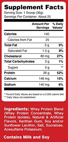 Front label of MTS Machine Whey Protein Powder 2 lb tub - Vanilla Ice Cream flavor