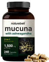 Mucuna Pruriens capsules with Ashwagandha, 1500mg per serving, 240 capsules