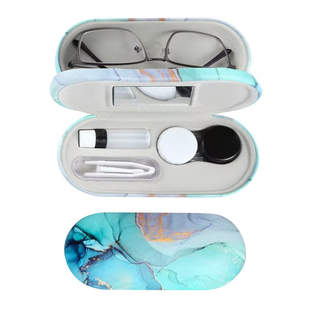 MUDOR 2-in-1 marble green contact lens case close-up