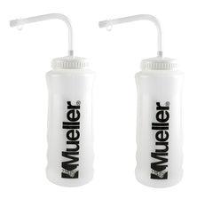 Mueller quart bottle with straw in natural color, easy-grip for on-the-go hydration during workouts