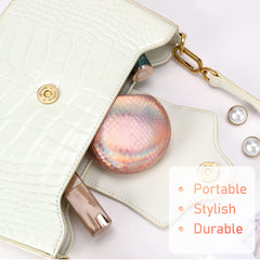 Gift-ready rose gold sparkle travel lens case