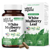 Front view of Wild & Organic mulberry leaf extract capsules bottle