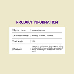 Packaging front view of Mulberry Herbal Toothpaste