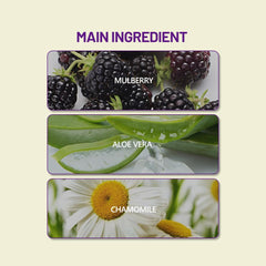 Herbal ingredients including mulberry, aloe, and chamomile