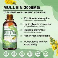 Mullein Drops bottle label showing vegan and non-GMO