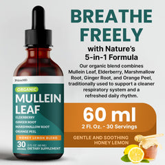 Mullein Drops label showing honey lemon flavor